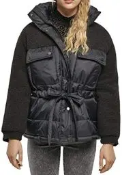 Produktbild: Urban Classics Damen TB3768-Ladies Sherpa Mix Puffer Jacket Jacken, Black, 4XL