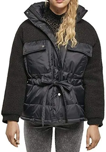 Produktbild: Urban Classics Damen TB3768-Ladies Sherpa Mix Puffer Jacket Jacken, Black, 4XL