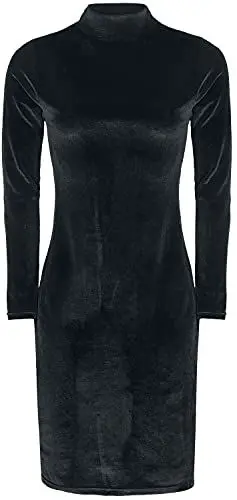 Produktbild: Urban Classics Ladies Velvet Turtle Neck Dress Frauen Kurzes Kleid schwarz M