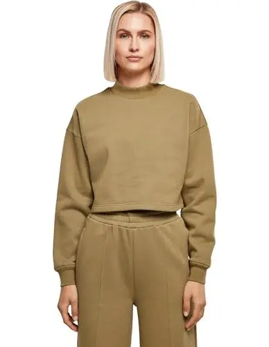 Produktbild: Urban Classics Damen TB4560-Ladies Cropped Oversized Sweat High Neck Crew Sweatshirt, tiniolive, 5XL