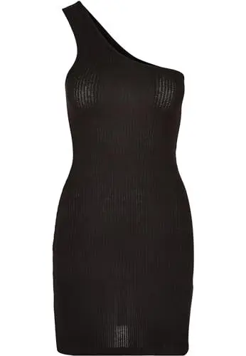Produktbild: Urban Classics Damen TB5972-Ladies Rib One Shoulder Dress Kleid, Black, 5XL
