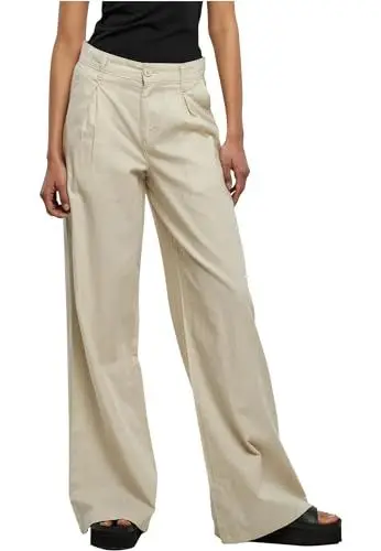 Produktbild: Urban Classics Damen TB5991-Ladies High Linen Mixed Wide Leg Pants Hose, softseagrass, 34