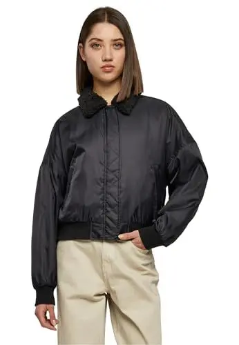 Produktbild: Urban Classics Damen TB6070-Ladies Pilot Bomber Jacket Jacke, Black/Black, 5XL