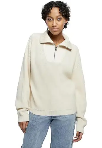 Produktbild: Urban Classics Damen TB6080-Ladies Oversized Knit Troyer Sweatshirt, Sand, 3XL