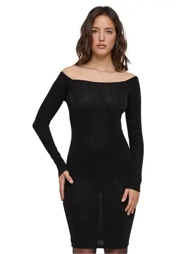 Produktbild: Urban Classics Damen TB6144-Ladies Off Shoulder Longsleeve Glitter Dress Kleid, Black, M