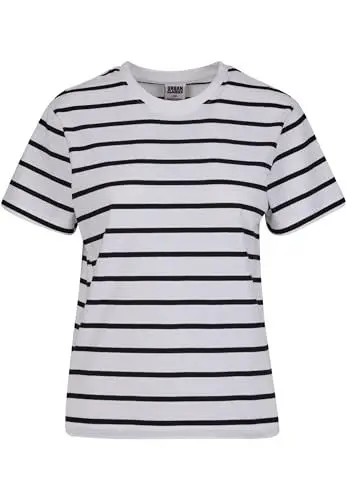 Produktbild: Urban Classics Damen T-Shirt Ladies Striped Boxy Tee, gestreiftes T-Shirt für Frauen, black/white, XXL