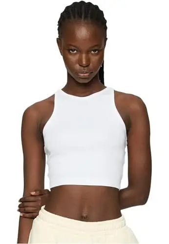 Produktbild: Urban Classics Damen Top Ladies Organic Cropped Rib Top 2-Pack, 2er Pack Bauchfreies Frauen Top, Bio-Baumwolle, erhältlich in vielen Farben, Größen XS-5XL