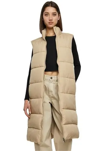 Produktbild: Urban Classics Damen TB6066-Ladies Long Puffer Vest Weste, wetsand, 4XL
