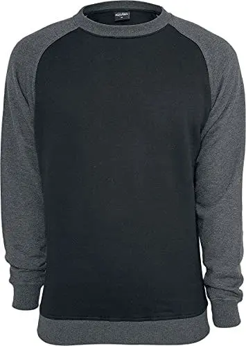 Produktbild: Urban Classics Herren Pullover 2 - tone Raglan Crewneck TB546, Gr. XXXXX-Large, Mehrfarbig (Blk/Cha 00445)