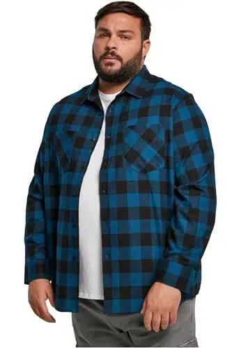 Produktbild: Urban Classics Herren Checked Flanell Shirt Hemd, Blue/Black, 4XL