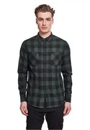 Produktbild: Urban Classics Herren Checked Flanell Shirt TB297, Mehrfarbig (Blk/Forest), 3XL EU