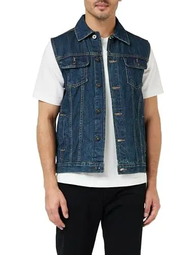 Produktbild: Urban Classics Herren Denim Vest Weste, Blau (Denimblue 319), L EU