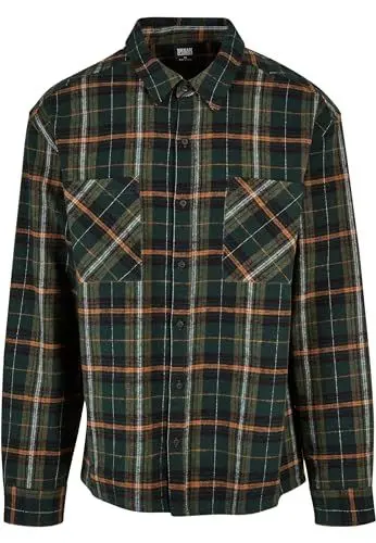 Produktbild: Urban Classics Herren Boxy Fane Check Shirt Hemd, Bottlegreen/Orange, 3XL EU