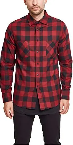 Produktbild: Urban Classics Herren Hemd Checked Flanell Shirt, langarm, Oberteil für Männer mit Brusttaschen, erhältlich in vielen Farbvarianten, Größen XL , EU
