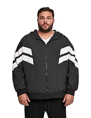 Produktbild: Urban Classics Herren Jacke Crinkle Panel Track Jacket Blk/Wht Größe: 4XL
