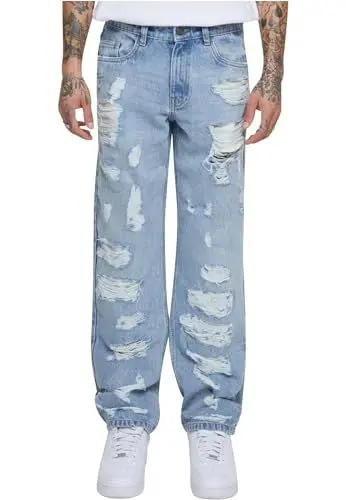 Produktbild: Urban Classics Herren Jeans Heavy Ounce Straight Fit Heavy Destroyed Jeans, zerrissene Jeans für Männer, Regular Fit, erhältlich in Größen 28-38