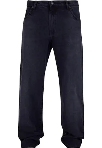 Produktbild: Urban Classics Herren Jeans Heavy Ounce Straight Fit Jeans, lässige Jeans für Männer, Straight Leg, Loose Fit, blackwashed, 30