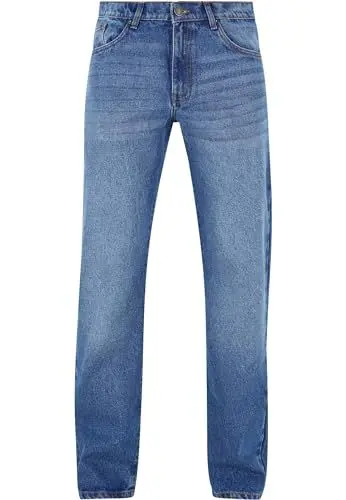 Produktbild: Urban Classics Herren Jeans Heavy Ounce Straight Fit Jeans, lässige Jeans für Männer, Straight Leg, Loose Fit, new mid blue washed, 32