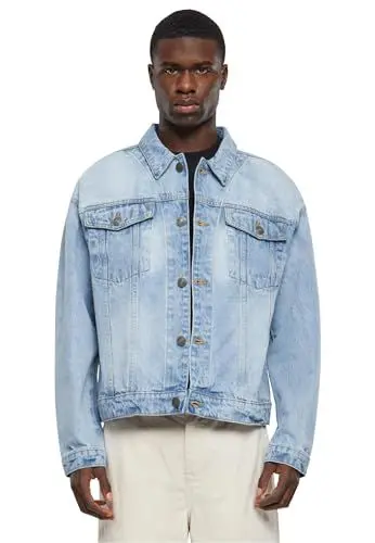 Produktbild: Urban Classics Herren Jeansjacke Heavy Ounce Boxy Denim Jacket, lässige Jeansjacke für Männer, Umlegekragen, Größen S-5XL