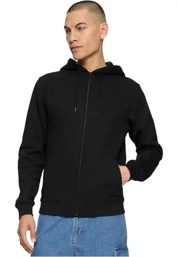 Produktbild: Urban Classics Herren Sweatshirt 2-tone Zip Hoody, zweifarbiger Hoody für Männer, Regular Fit, blk/blk, 5XL