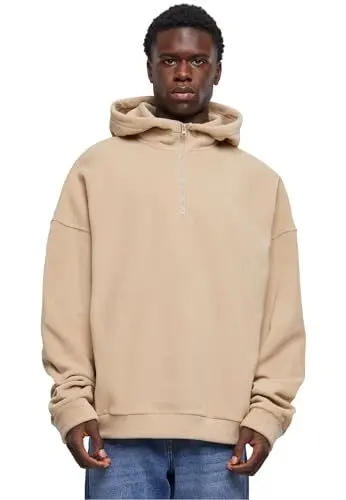 Produktbild: Urban Classics Herren Kapuzenpullover Oversized Polar Fleece Half Zip Hoody wetsand XXL