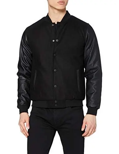 Produktbild: Urban Classics Herren Oldschool College Jacket Jacke, Blk/Blk, 5XL
