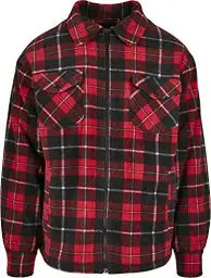 Produktbild: Urban Classics Herren TB3805-Plaid Teddy Lined Shirt Jacket Jacken, red/Black, S
