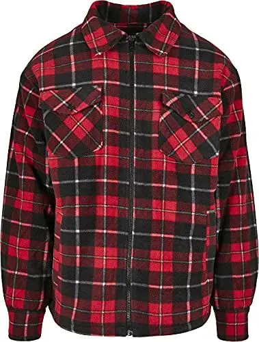 Produktbild: Urban Classics Herren TB3805-Plaid Teddy Lined Shirt Jacket Jacken, red/Black, S