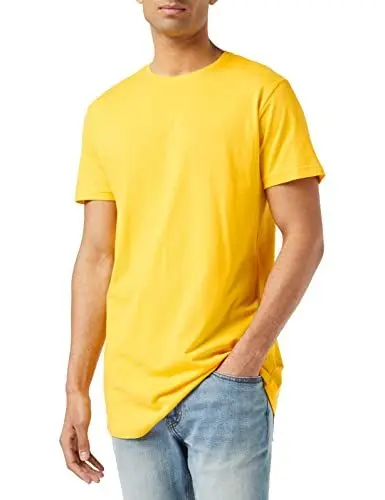 Produktbild: Urban Classics Herren Shaped Long Tee T-Shirt, Gelb (Chrome Yellow), L