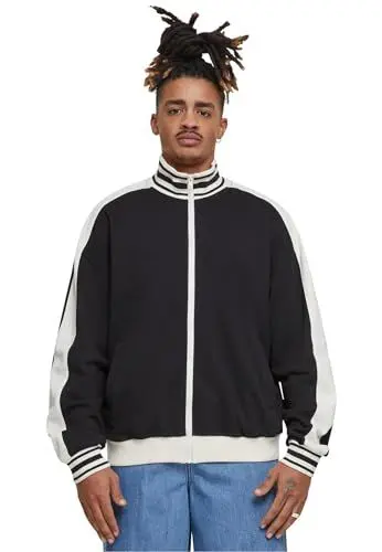 Produktbild: Urban Classics Herren Jacke Retro Track Jacket, Trainingsjacke für Männer im Retro Look, mit Stehkragen, black, S