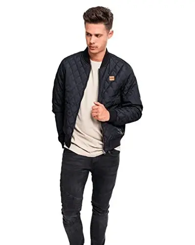 Produktbild: Urban Classics TB862 Herren Steppjacke - Diamond Quilt Nylon Jacke - Ideal als Übergangsjacke, Blau (navy 155), Gr. Large