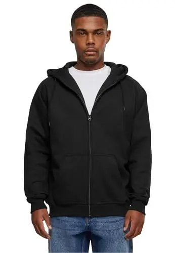 Produktbild: Urban Classics Herren Sweatshirt Zip Hoody, Kapuzenjacke für Männer, mit Reißverschluss, black, 3XL