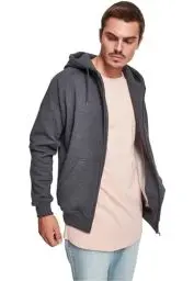 Produktbild: Urban Classics Herren Sweatshirt Zip Hoody, Kapuzenjacke für Männer, mit Reißverschluss, charcoal, M