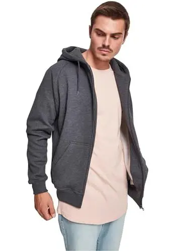 Produktbild: Urban Classics Herren Sweatshirt Zip Hoody, Kapuzenjacke für Männer, mit Reißverschluss, charcoal, M