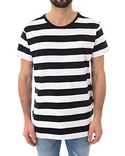 Produktbild: Urban Classics Herren TB2067-Block Stripe Tee T-Shirt, Blk/Wht, Large (Herstellergröße: L)