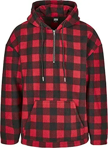 Produktbild: Urban Classics Herren TB3802-Patterned Polar Fleece Track Jacket Jacken, Black/redcheck, M