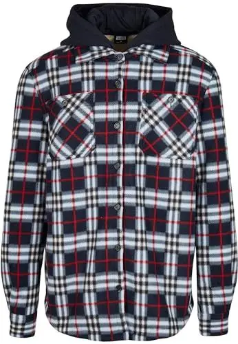 Produktbild: Urban Classics Herren TB3975-Hooded Polar Fleece Overshirt Jacken, midnightnavy/red, M