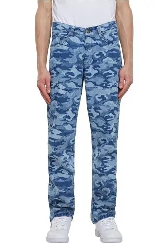 Produktbild: Urban Classics Herren TB6687-Laser Camo Printed Jeans Hose, bluelasercamo, 33