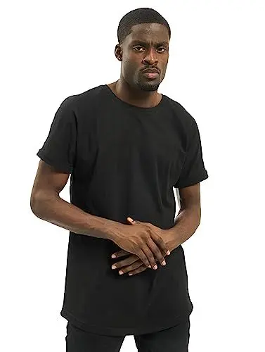 Produktbild: Urban Classics Herren T-Shirt Long Shaped Turnup Tee, lässiges T-Shirt für Männer, in langem Schnitt, black, XXL