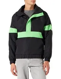 Produktbild: Urban Classics Herren Windbreaker 3-Tone Mix Pull Over Jacket Jacke, Mehrfarbig (Black/Neon Green 01191), Large (Herstellergröße: L)
