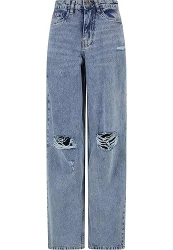 Produktbild: Urban Classics Ladies Distressed 90's Wide Leg Denim Pants Frauen Jeans blau W29L32