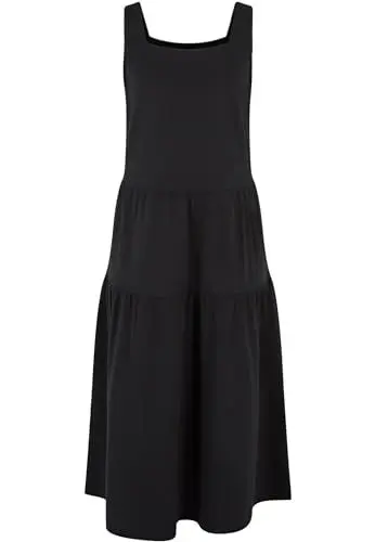 Produktbild: Urban Classics Mädchen Kleid Girls 7/8 Lenght Valance Summer Dress, Volantkleid für Mädchen, ärmellos, black, 146/152