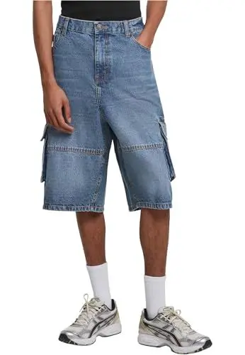 Produktbild: Urban Classics Relaxed Denim Cargo Shorts mid deep Blue Washed, 42