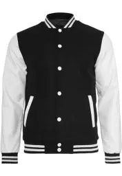 Produktbild: Urban Classics TB201 Herren Jacke Bekleidung Oldschool College Jacket, Mehrfarbig (Blk/Wht 50), XL
