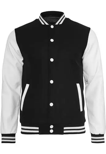 Produktbild: Urban Classics TB201 Herren Jacke Bekleidung Oldschool College Jacket, Mehrfarbig (Blk/Wht 50), XL