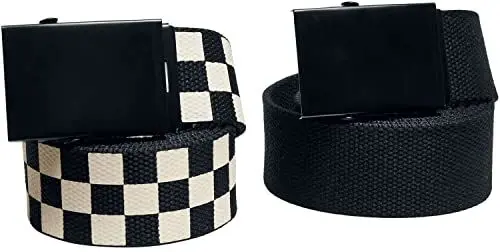Produktbild: Urban Classics Unisex Check And Solid Canvas Belt 2-Pack black/offwhite, L/XL