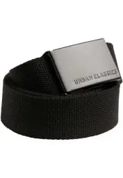 Produktbild: Urban Classics Unisex Gürtel Canvas Belt, One Size verstellbare Unisex Canvasgürtel, Metallschließe mit Logo-Prägung, black/black, one size