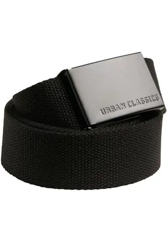 Produktbild: Urban Classics Unisex Gürtel Canvas Belt, One Size verstellbare Unisex Canvasgürtel, Metallschließe mit Logo-Prägung, black/black, one size