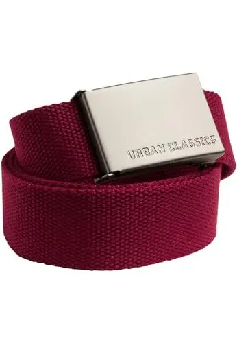 Produktbild: Urban Classics Unisex Gürtel Canvas Belt, One Size verstellbare Unisex Canvasgürtel, Metallschließe mit Logo-Prägung, burgundy, one size