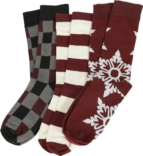 Produktbild: Urban Classics Unisex TB6537-Christmas Snowflakes 3-Pack Socken, Burgundy, 43-46